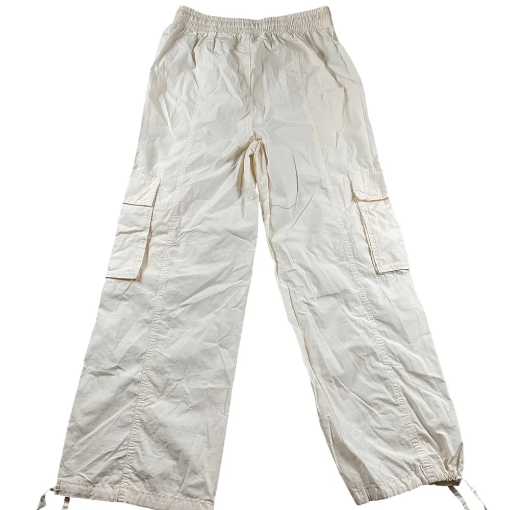 NWT Aerie Cargo Pants‎ Cream Wide Leg Drawstring Pockets Casual Lounge Size S/P